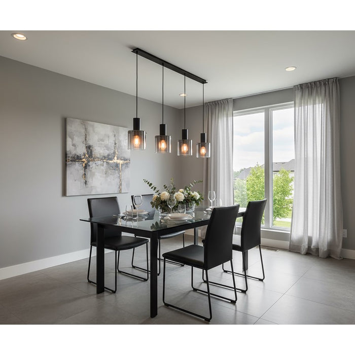 Artcraft Henley 4 Light Island Light, Satin Black/Smoke Glass