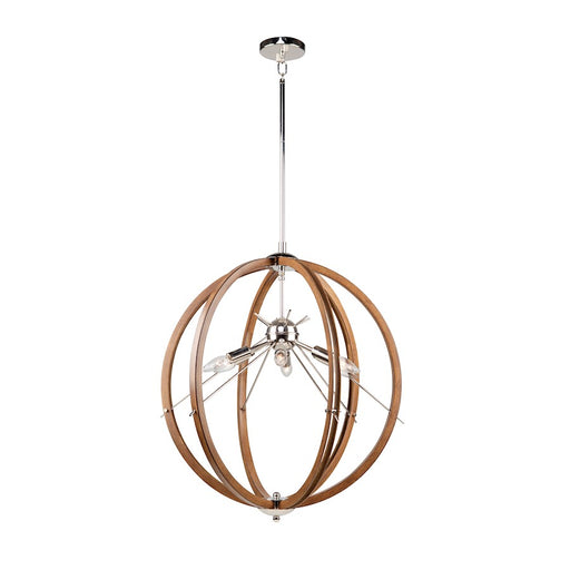 Artcraft Abbey 6 Light Semi Flush Mount, Faux Wood/Polished Nickel