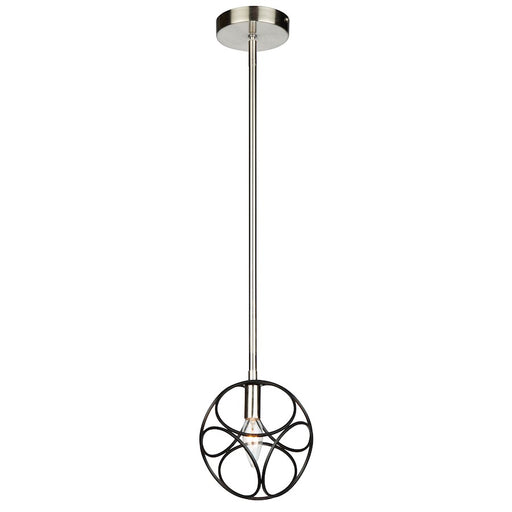Artcraft Sorrento 1 Light Pendant, Matte Black/Satin Nickel