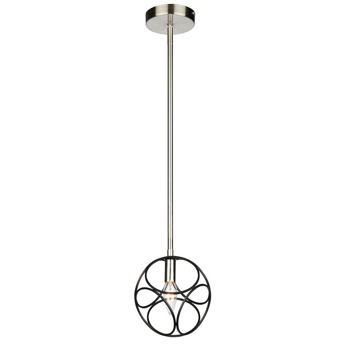 Artcraft Sorrento 1 Light Pendant, Matte Black/Satin Nickel
