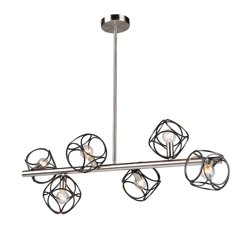 Artcraft Sorrento 6 Light Pendant, Matte Black/Satin Nickel