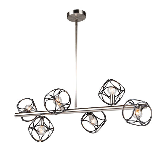 Artcraft Sorrento 6 Light Pendant, Matte Black/Satin Nickel