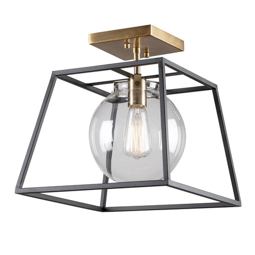 Artcraft Bridegtown 1 Light Semi Flush Mount, Black/Harvest Brass