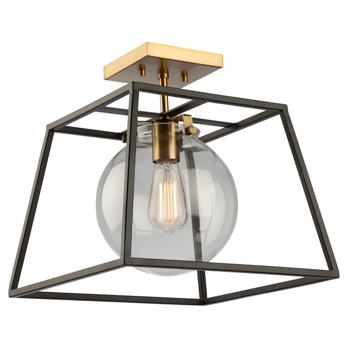 Artcraft Bridegtown 1 Light Semi Flush Mount, Black/Harvest Brass