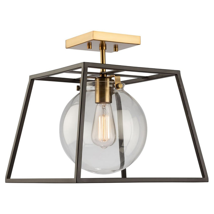Artcraft Bridegtown 1 Light Semi Flush Mount, Black/Harvest Brass