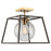 Artcraft Bridegtown 1 Light Semi Flush Mount, Black/Harvest Brass