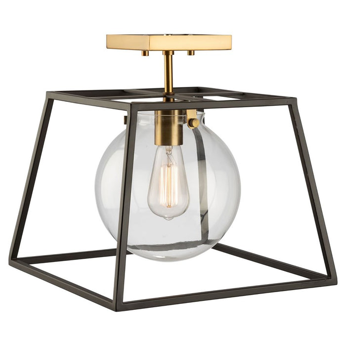 Artcraft Bridegtown 1 Light Semi Flush Mount, Black/Harvest Brass