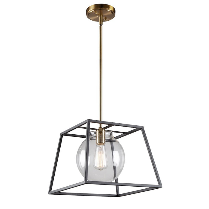 Artcraft Bridegtown 1 Light Pendant, Black/Harvest Brass