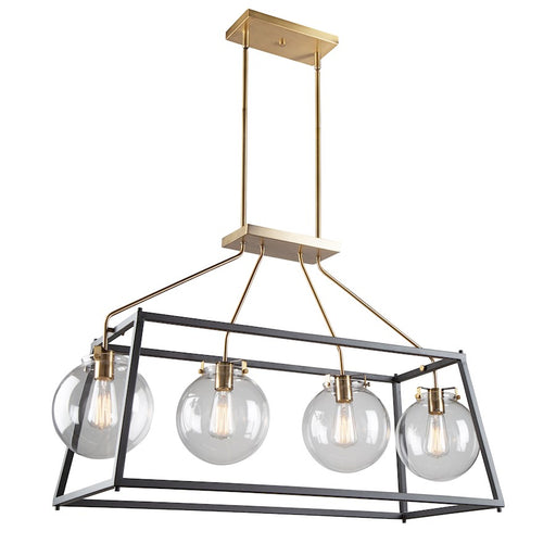 Artcraft Bridegtown 4 Light Pendant, Black/Harvest Brass