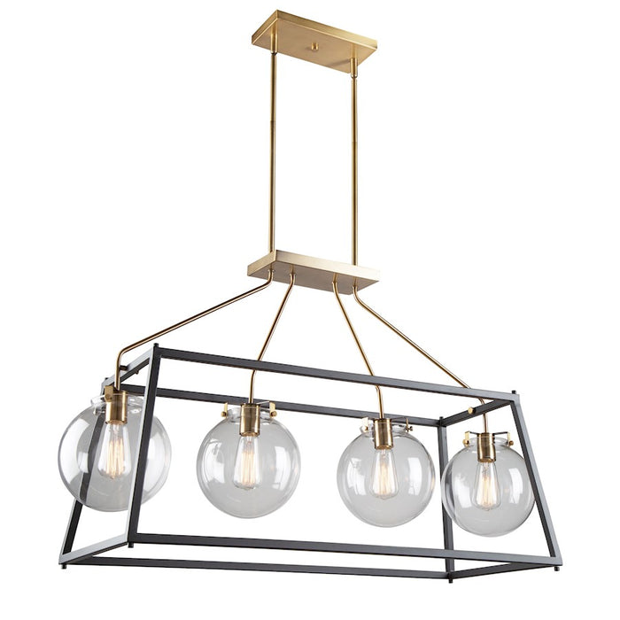Artcraft Bridegtown 4 Light Pendant, Black/Harvest Brass