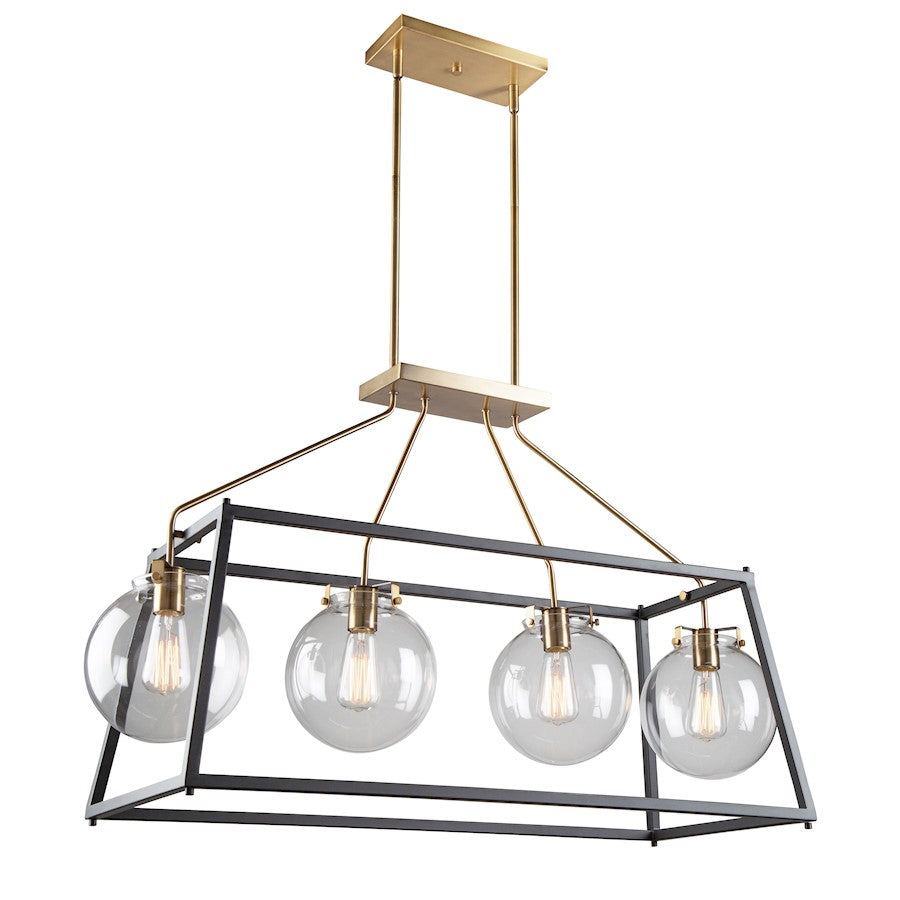 Artcraft Bridegtown 4 Light Pendant, Black/Harvest Brass