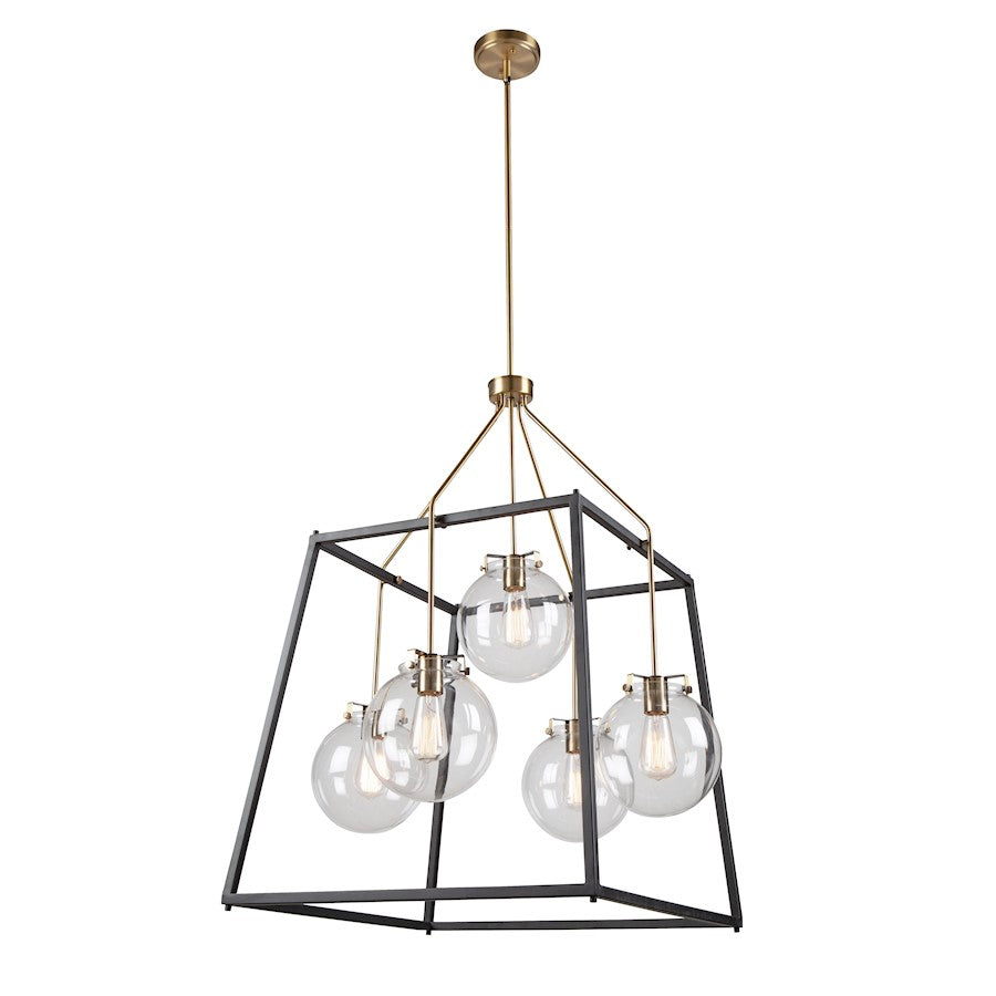 Artcraft Bridegtown 5 Light Chandelier, Black/Harvest Brass