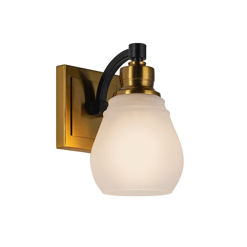 Artcraft Nelson 1 Light Bathroom Sconce, Brass/Black/Clear