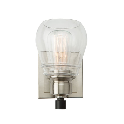 Artcraft Nelson 1 Light Wall Sconce, Black/Brushed Nickel/Clear