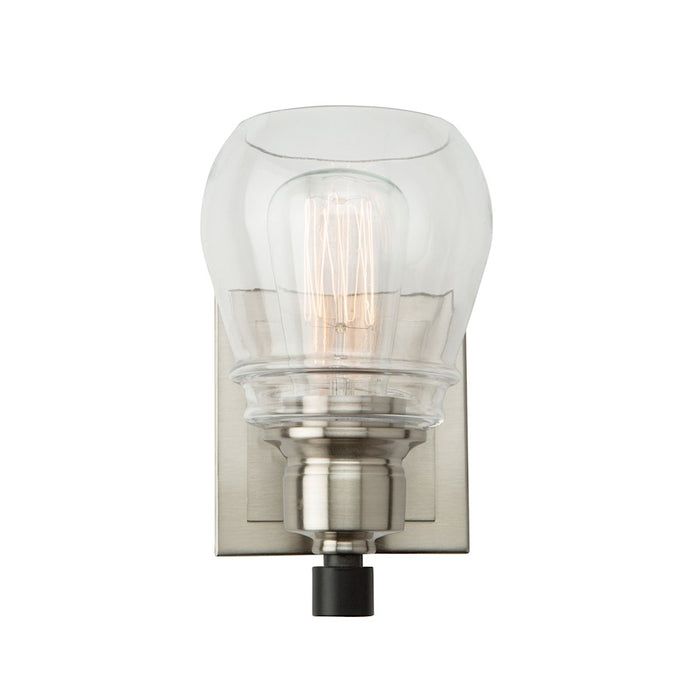 Artcraft Nelson 1 Light Wall Sconce, Black/Brushed Nickel/Clear
