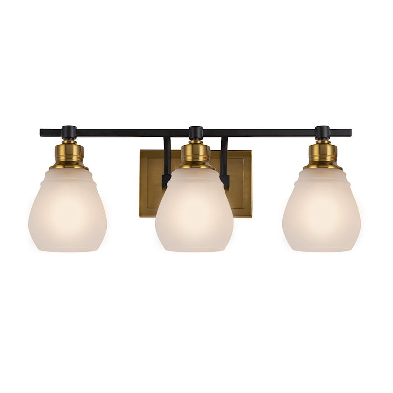 Artcraft Nelson 3 Light Bathroom Vanity, Brass/Clear
