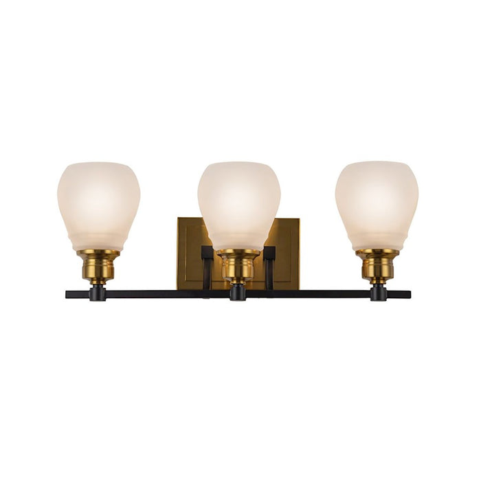 Artcraft Nelson 3 Light Bathroom Vanity, Brass/Clear