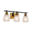 Artcraft Nelson 3 Light Bathroom Vanity, Brass/Clear