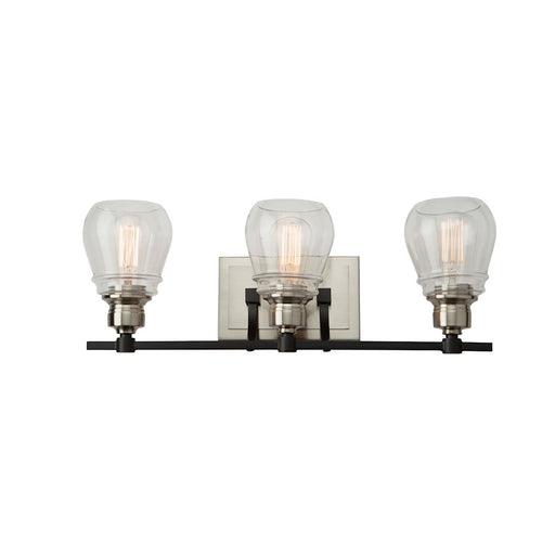 Artcraft Nelson 3 Light Vanity Light, Black/Brushed Nickel/Clear