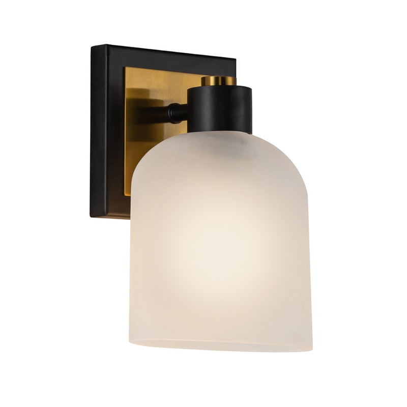 Artcraft Lyndon 1 Light Bathroom Sconce, Black/Brass/Clear