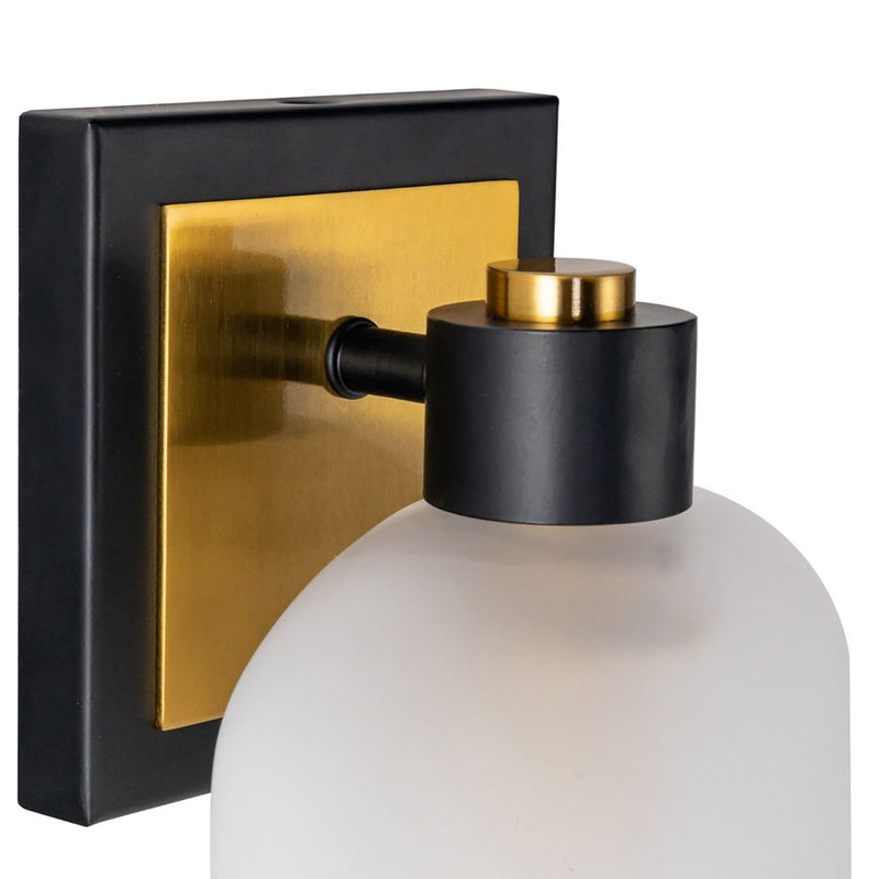 Artcraft Lyndon 1 Light Bathroom Sconce, Black/Brass/Clear
