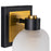 Artcraft Lyndon 1 Light Bathroom Sconce, Black/Brass/Clear