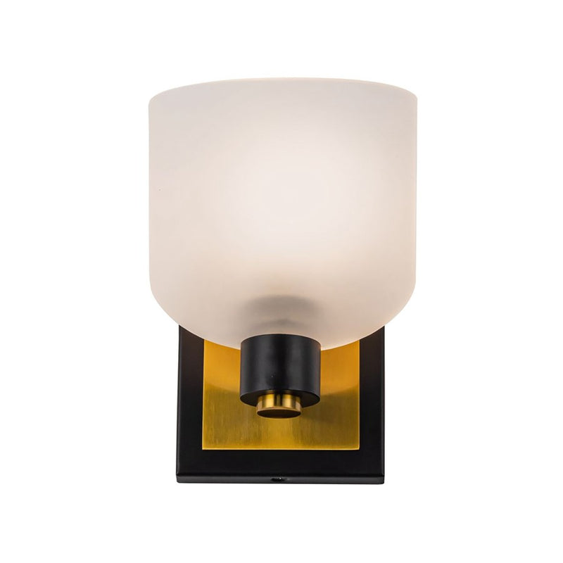 Artcraft Lyndon 1 Light Bathroom Sconce, Black/Brass/Clear