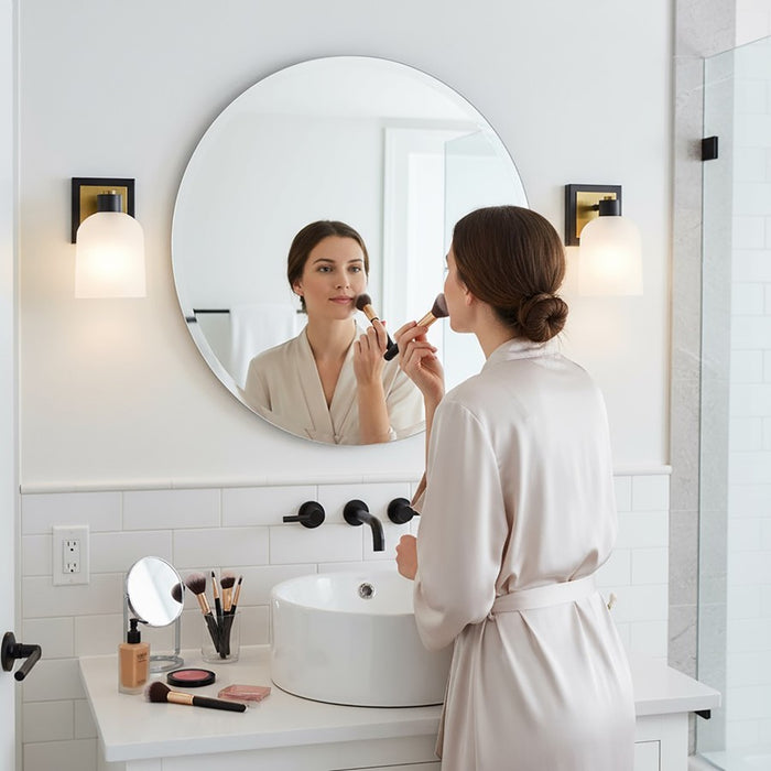 Artcraft Lyndon 1 Light Bathroom Sconce, Black/Brass/Clear