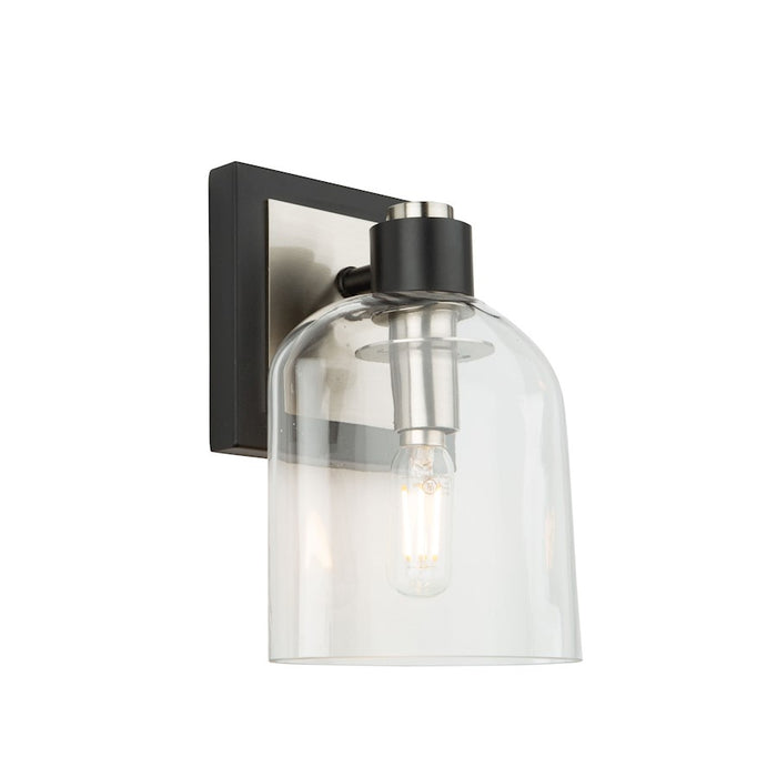 Artcraft Lyndon 1 Light Wall Sconce, Black/Brushed Nickel/Clear