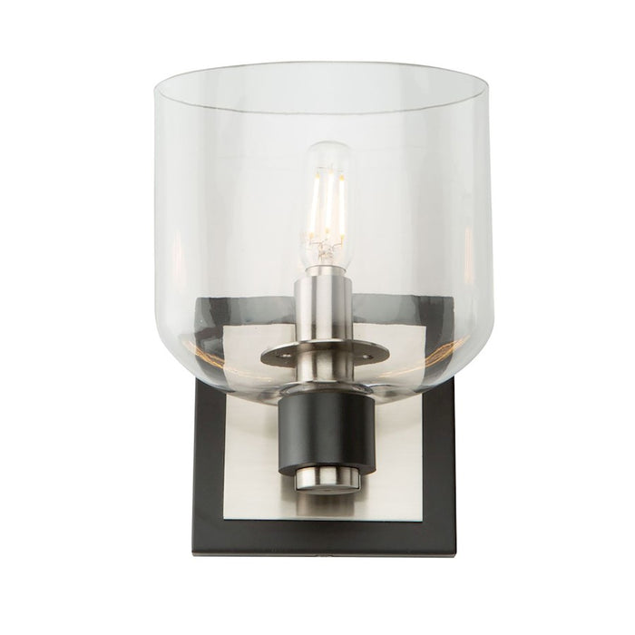 Artcraft Lyndon 1 Light Wall Sconce, Black/Brushed Nickel/Clear