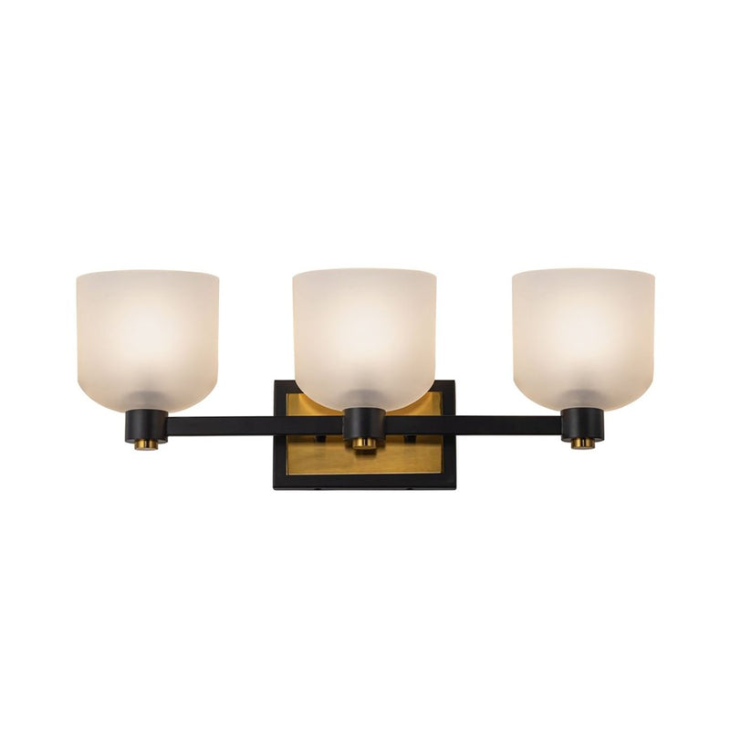 Artcraft Lyndon 3 Light Bathroom Vanity, Black/Clear