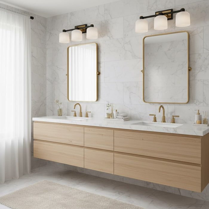 Artcraft Lyndon 3 Light Bathroom Vanity, Black/Clear