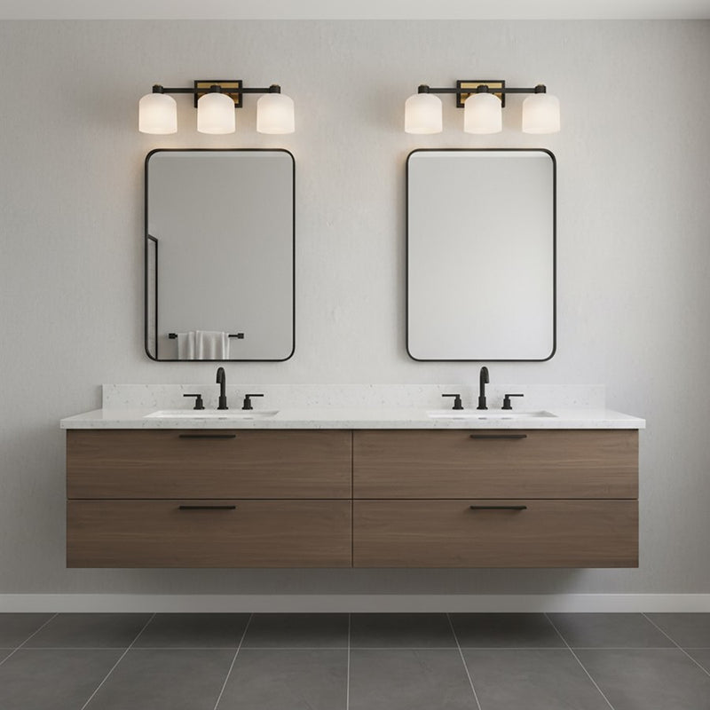 Artcraft Lyndon 3 Light Bathroom Vanity, Black/Clear