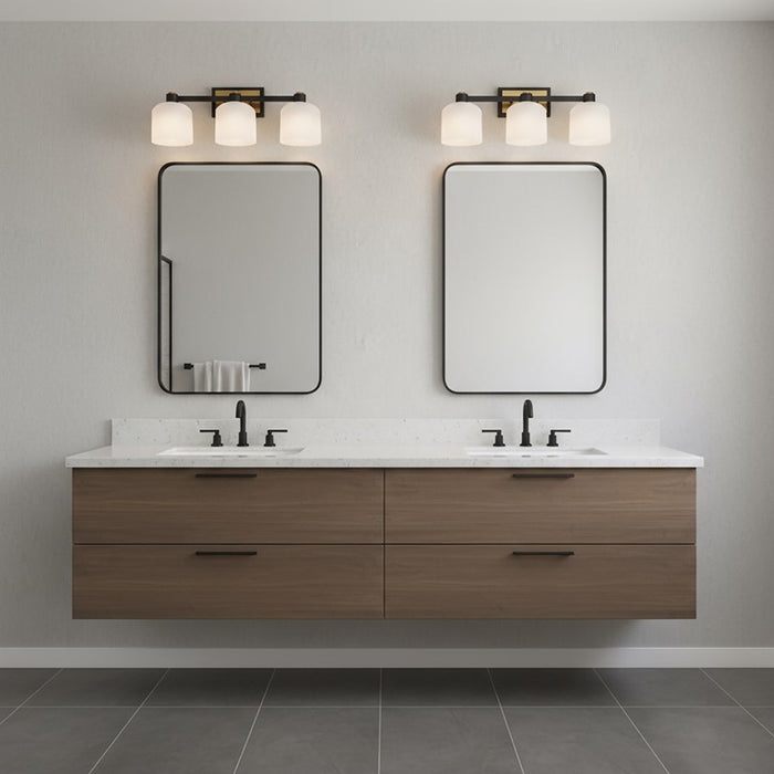 Artcraft Lyndon 3 Light Bathroom Vanity, Black/Clear