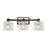 Artcraft Lyndon 3 Light Vanity Light, Black/Brushed Nickel/Clear