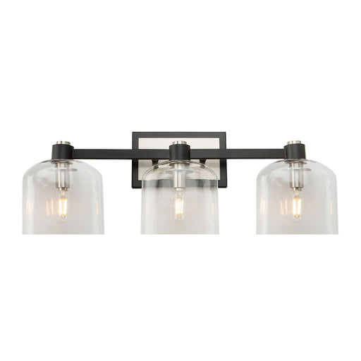 Artcraft Lyndon 3 Light Vanity Light, Black/Brushed Nickel/Clear