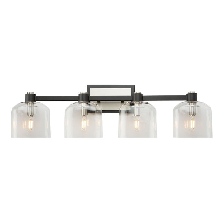 Artcraft Lyndon 4 Light Vanity Light, Black/Brushed Nickel/Clear