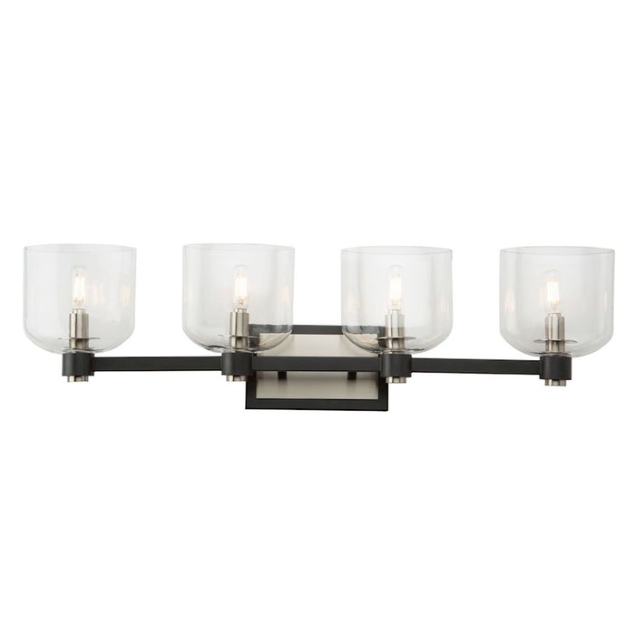 Artcraft Lyndon 4 Light Vanity Light, Black/Brushed Nickel/Clear