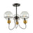Artcraft Martina 3 Light Semi-Flush Mount, Black/Brushed Brass/Clear