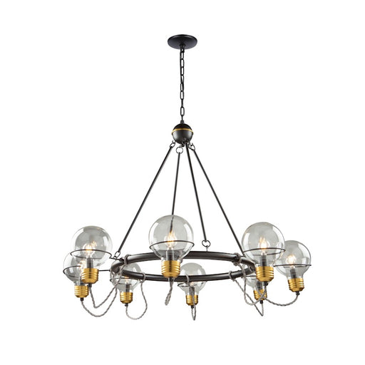 Artcraft Martina Chandelier, Black/Brushed Brass/Clear