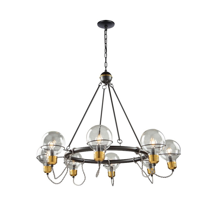 Artcraft Martina Chandelier, Black/Brushed Brass/Clear