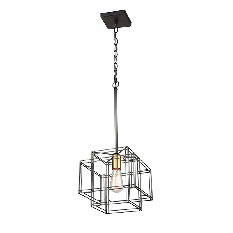 Artcraft Artisan 1 Light Pendant, Black/Brushed Brass
