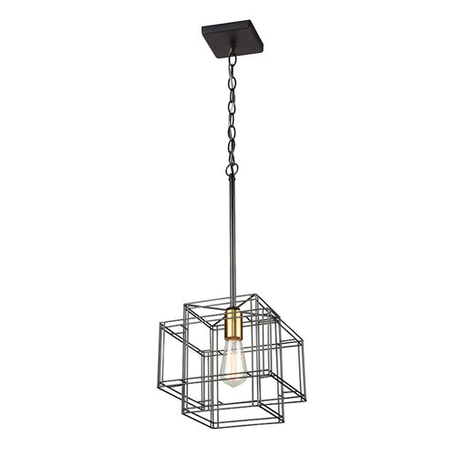 Artcraft Artisan 1 Light Pendant, Black/Brushed Brass