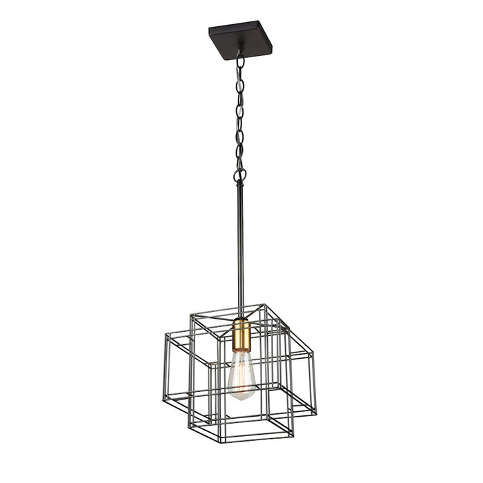Artcraft Artisan 1 Light Pendant, Black/Brushed Brass