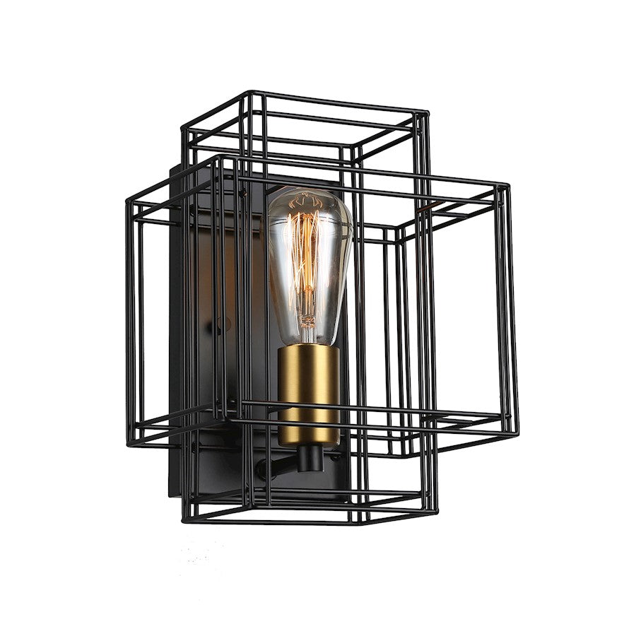 Artcraft Artisan 1 Light Sconce, Black/Brushed Brass