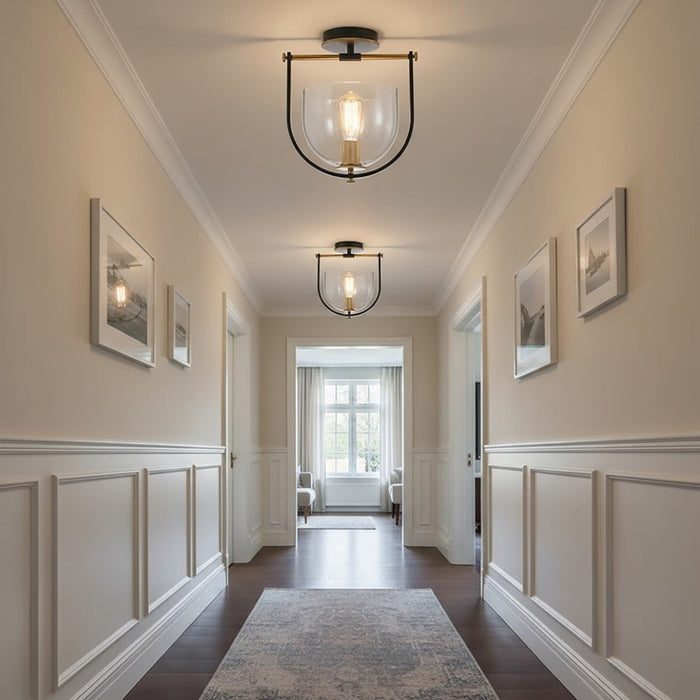 Artcraft Cheshire 1-Light Semi-Flush Mount, Black