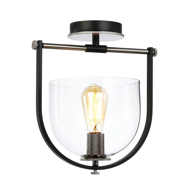 Artcraft Cheshire 1-Light Semi-Flush Mount, Black