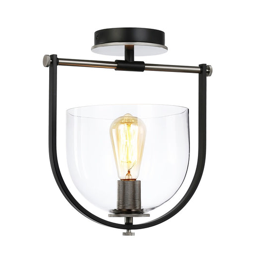 Artcraft Cheshire 1-Light Semi-Flush Mount, Black