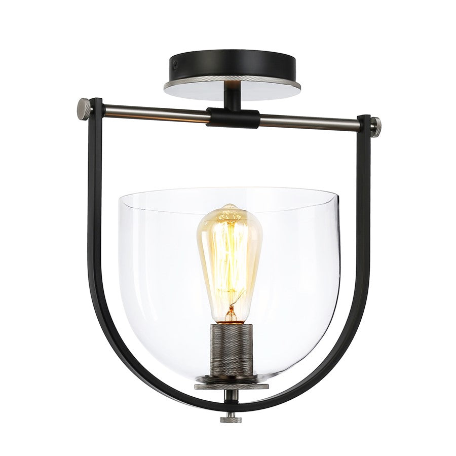 Artcraft Cheshire 1-Light Semi-Flush Mount, Black