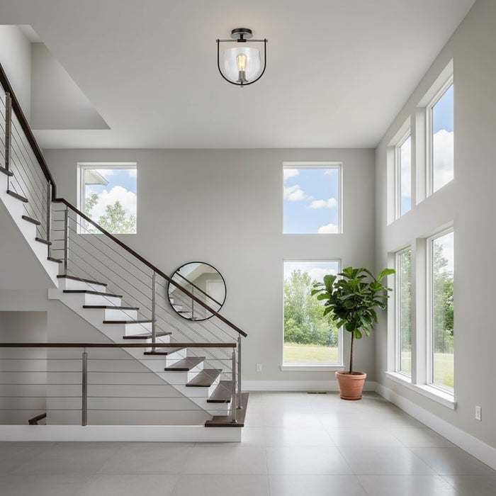 Artcraft Cheshire 1-Light Semi-Flush Mount, Black